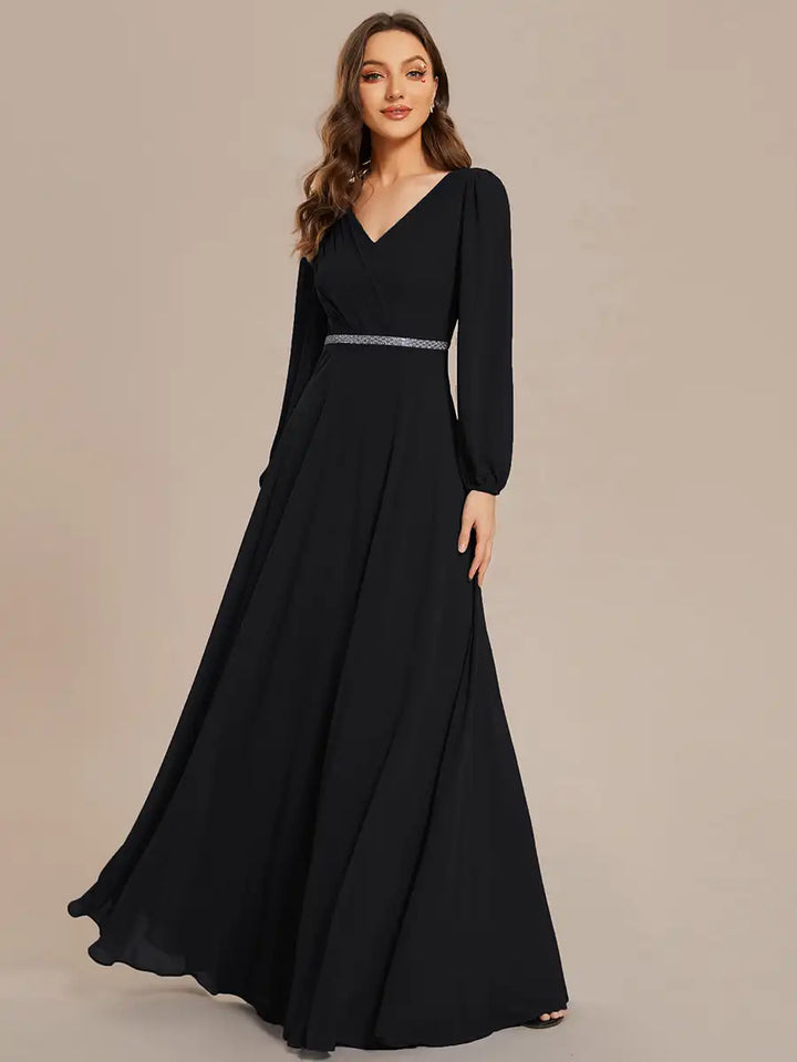 Vivienne | Robe de Soirée Longue à Manches Longues en Sequins