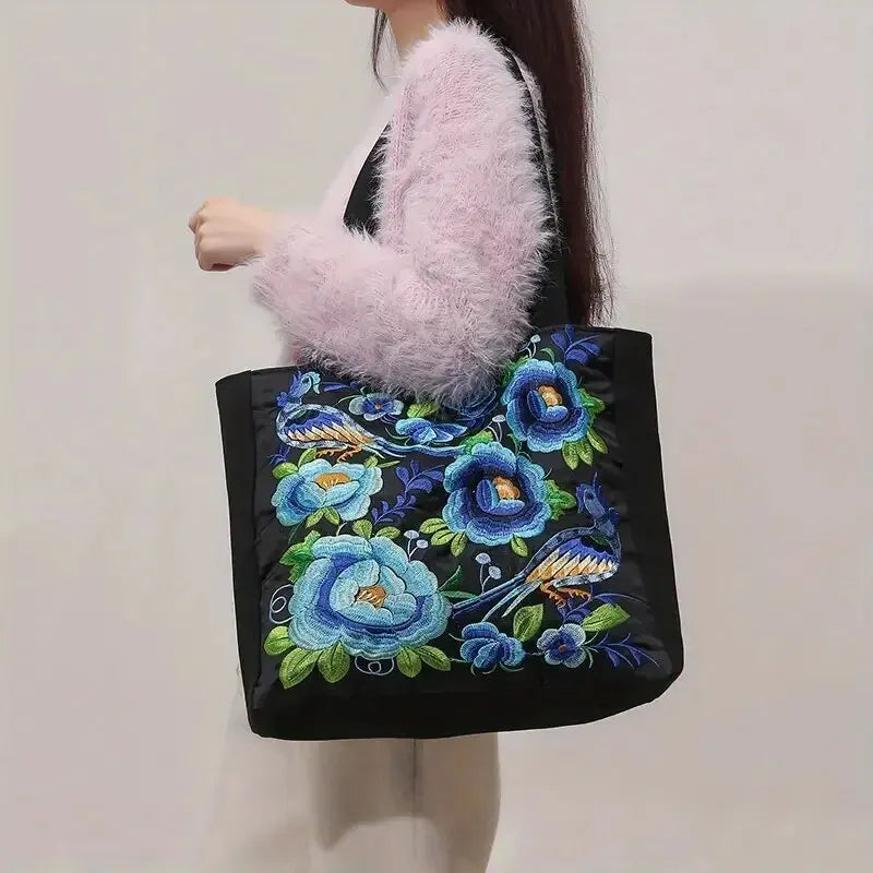 Yanis | Sac cabas brodé à motif floral, pratique et spacieux