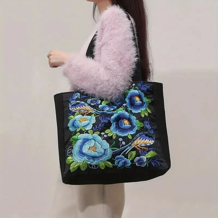 Yanis | Sac cabas brodé à motif floral, pratique et spacieux