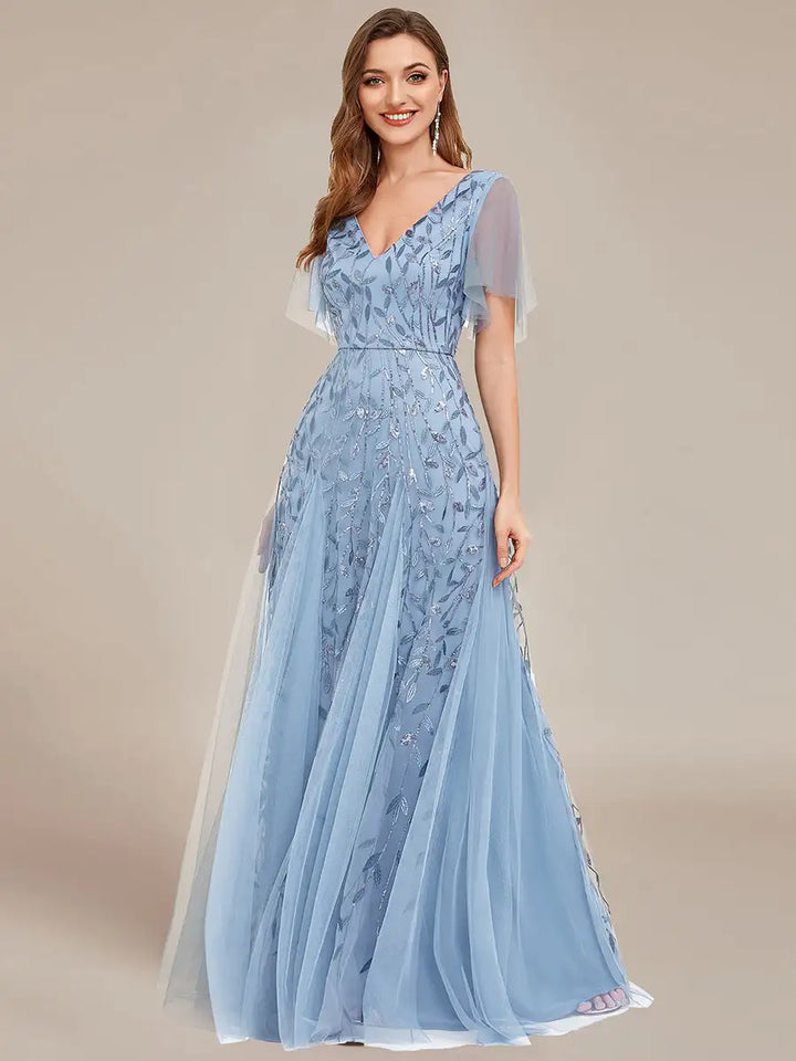 Skye | Robe de soirée en sequins à décolleté en V profond