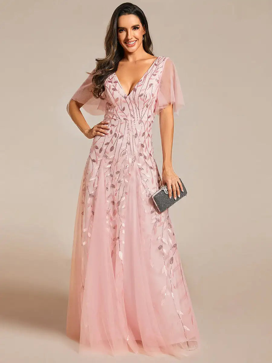 Skye | Robe de soirée en sequins à décolleté en V profond