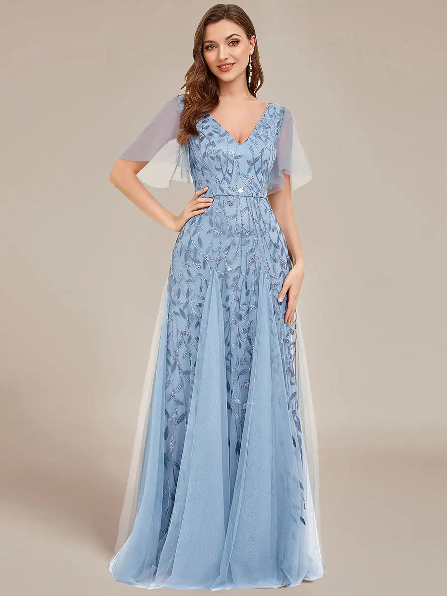 Skye | Robe de soirée en sequins à décolleté en V profond