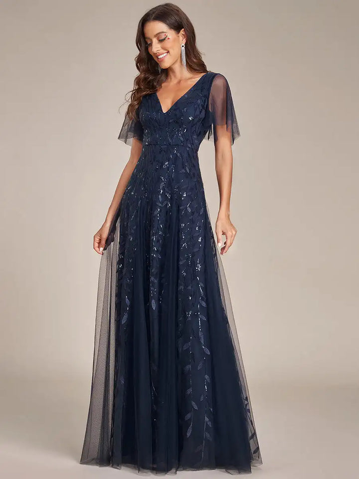 Skye | Robe de soirée en sequins à décolleté en V profond