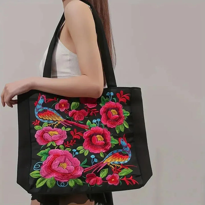Yanis | Sac cabas brodé à motif floral, pratique et spacieux