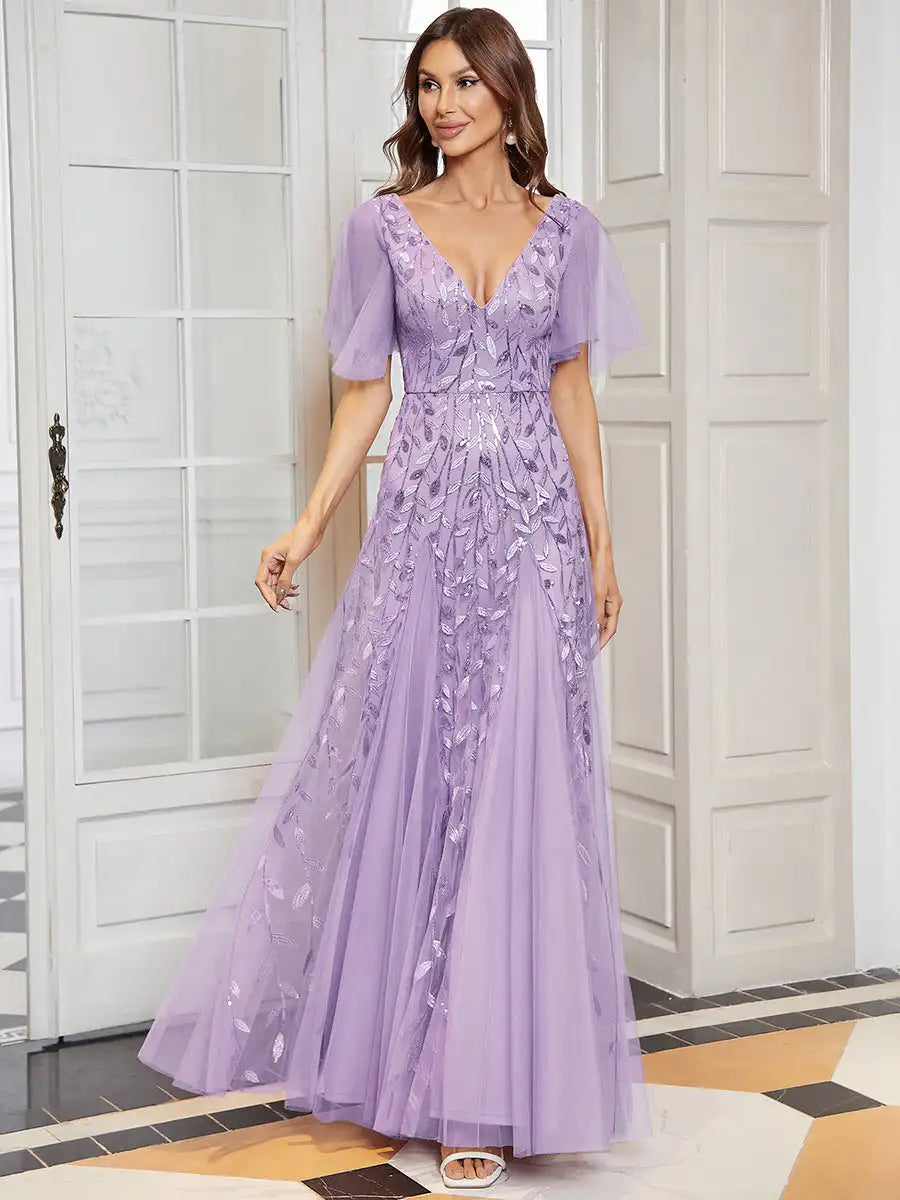 Skye | Robe de soirée en sequins à décolleté en V profond