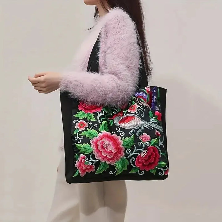 Yanis | Sac cabas brodé à motif floral, pratique et spacieux