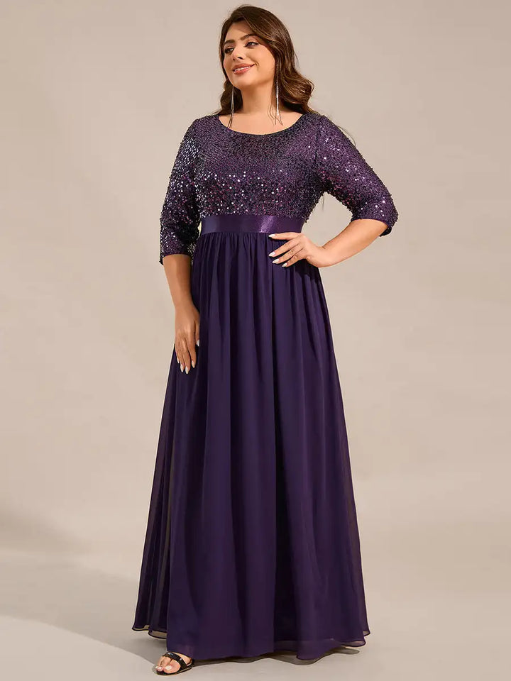 Odette | Robe A-Line à Manches Longues en Sequins