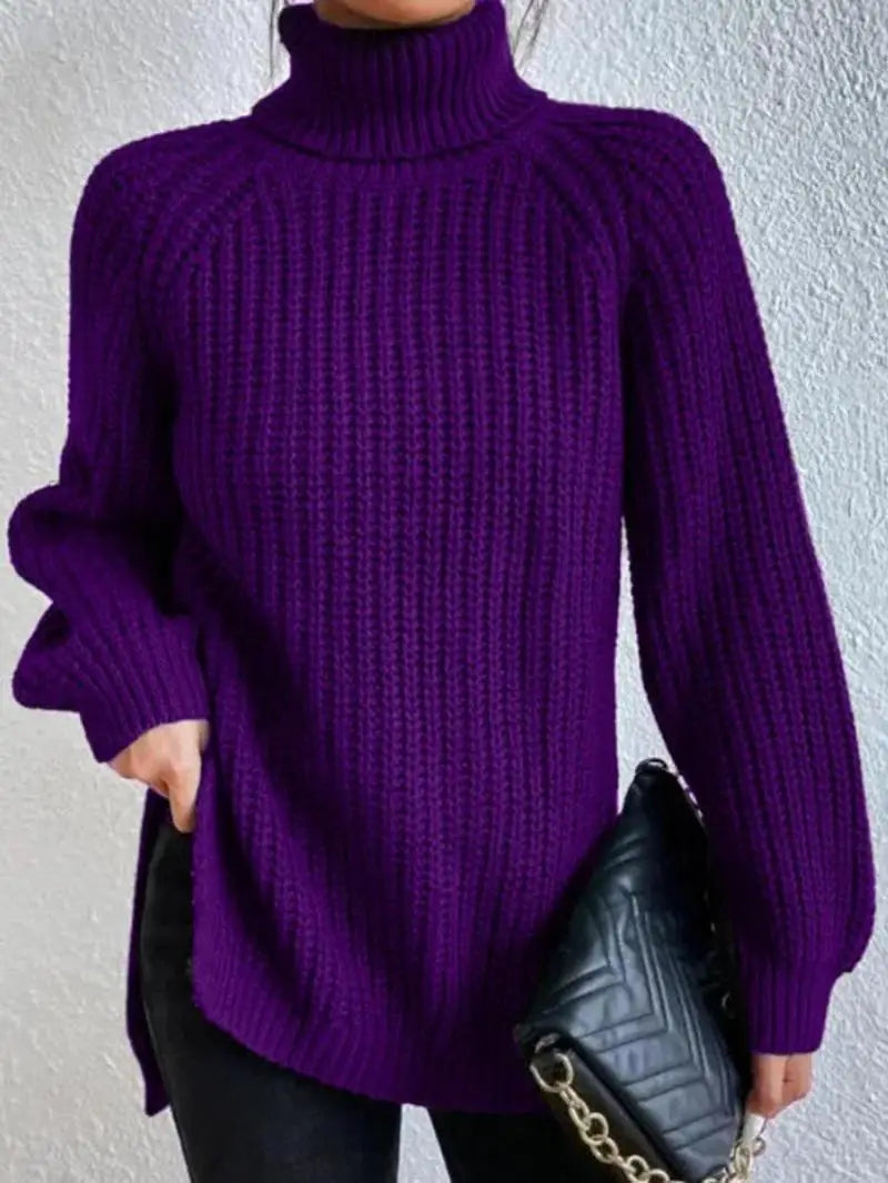Mia™ - Pull Long Col Roulé Confortable
