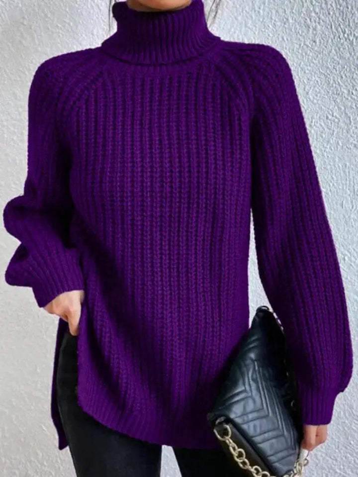 Mia™ - Pull Long Col Roulé Confortable