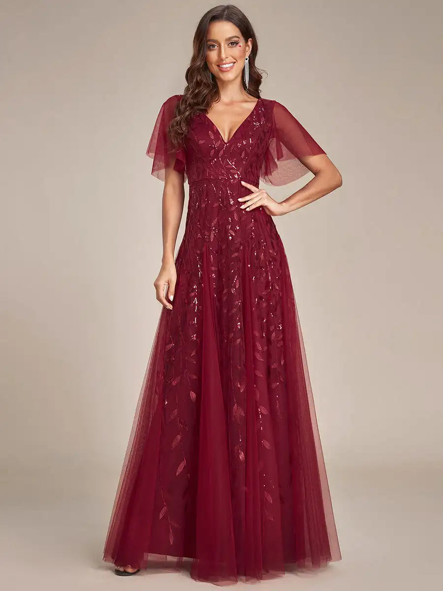 Skye | Robe de soirée en sequins à décolleté en V profond