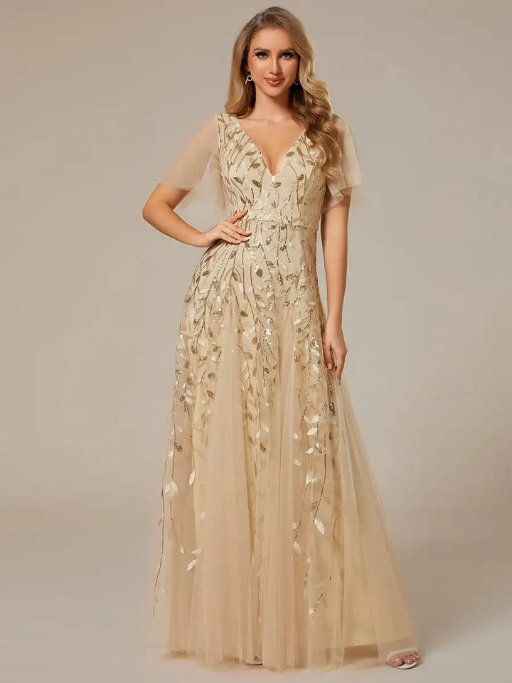 Skye | Robe de soirée en sequins à décolleté en V profond