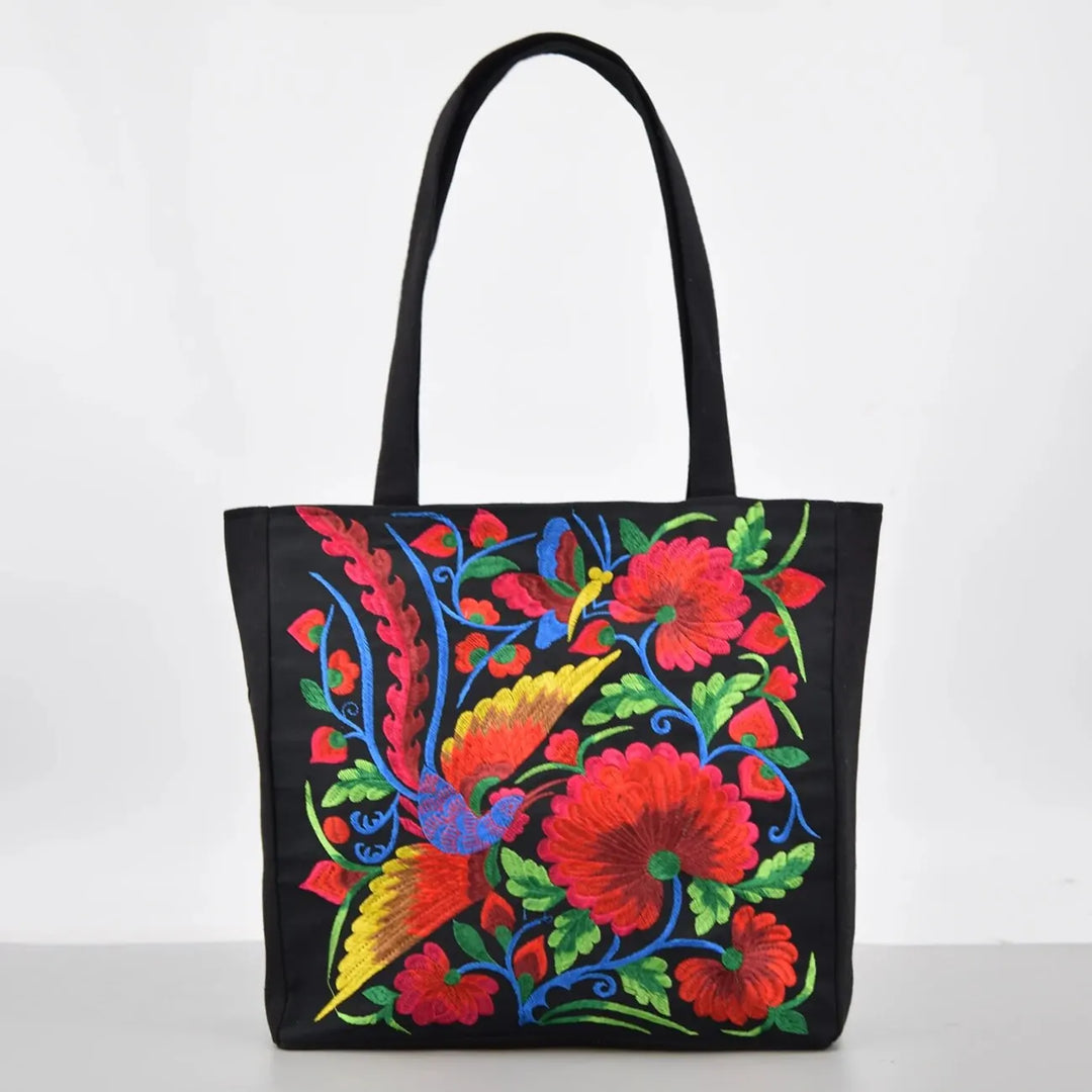 Yanis | Sac cabas brodé à motif floral, pratique et spacieux