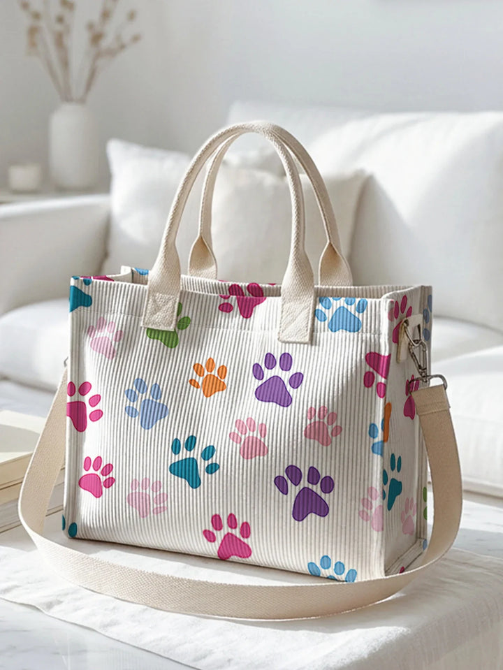 Sybille | Sac cabas en velours côtelé pattes colorées