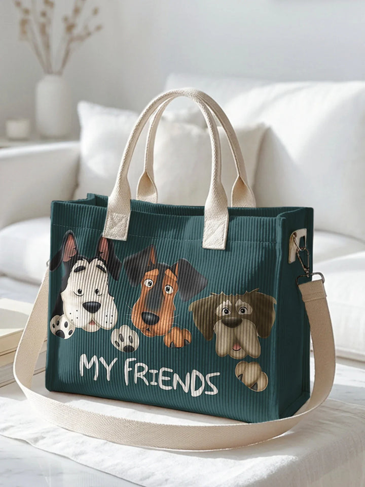 Romy | Sac cabas en velours côtelé chiens complices