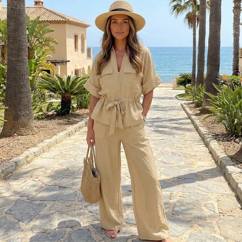 Whella | Ensemble de pantalons chics pour dames en 2 pièces