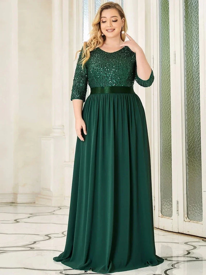 Odette | Robe A-Line à Manches Longues en Sequins