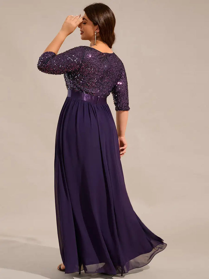 Odette | Robe A-Line à Manches Longues en Sequins