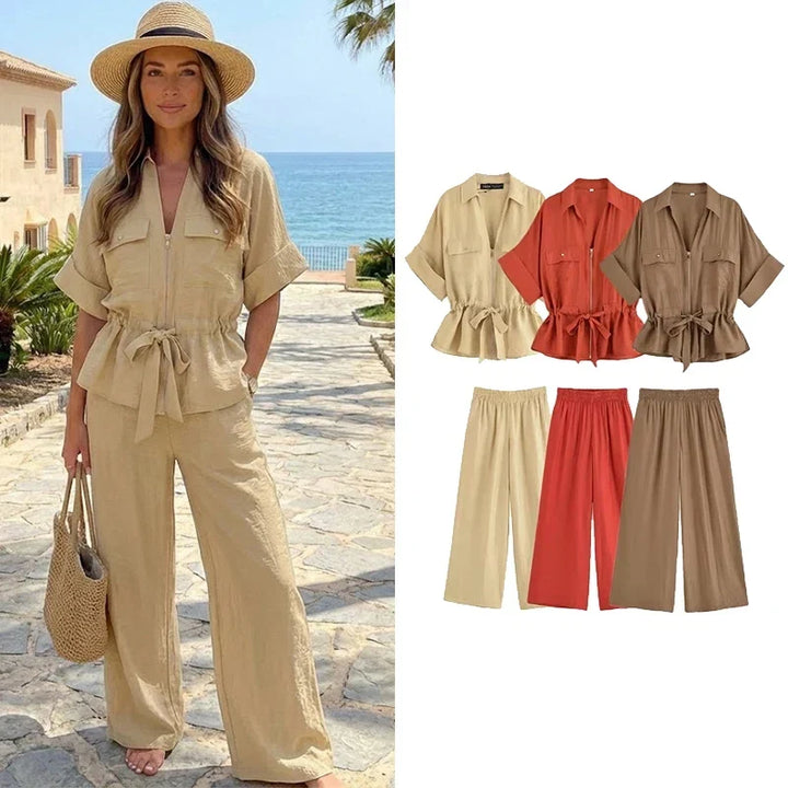 Whella | Ensemble de pantalons chics pour dames en 2 pièces