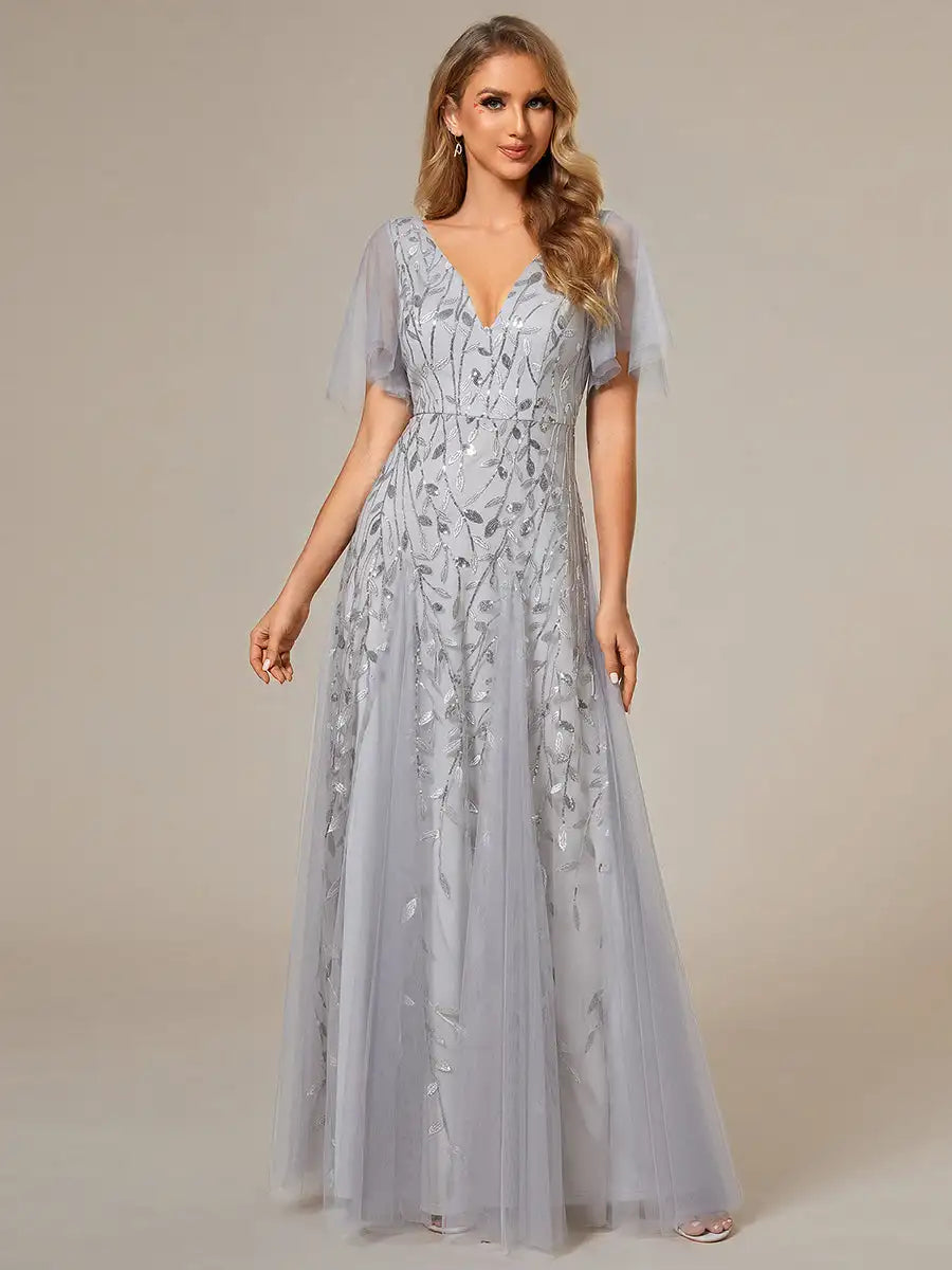 Skye | Robe de soirée en sequins à décolleté en V profond