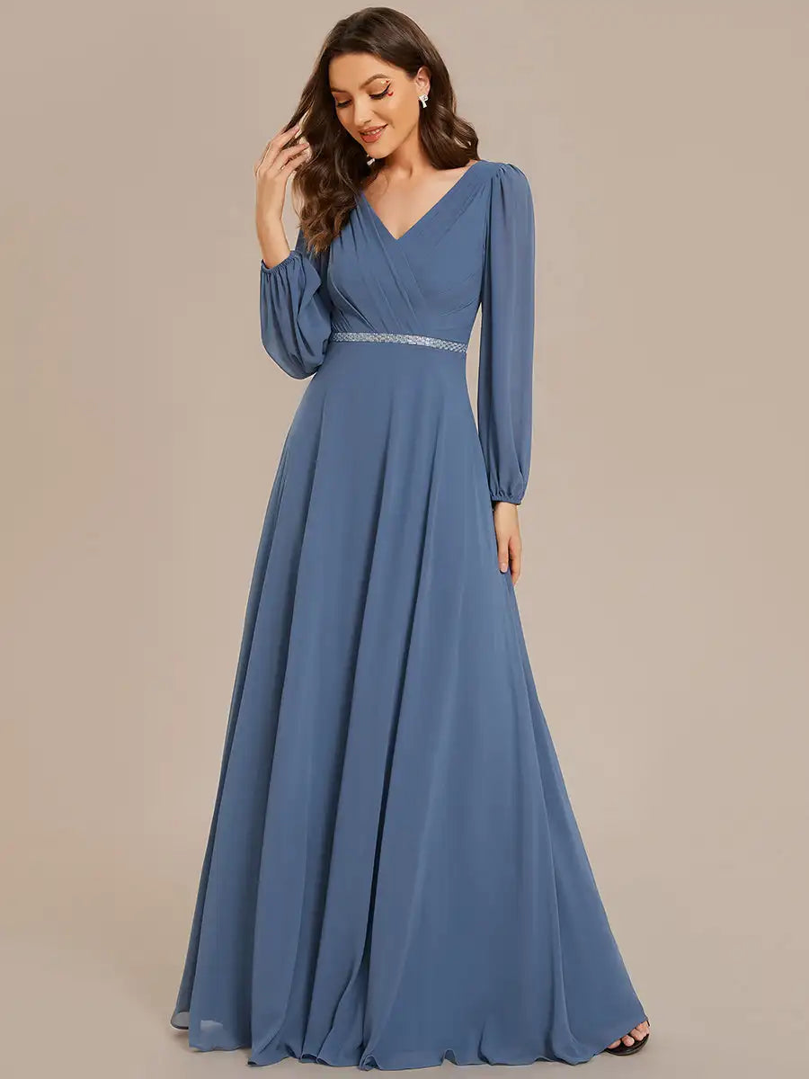 Vivienne | Robe de Soirée Longue à Manches Longues en Sequins