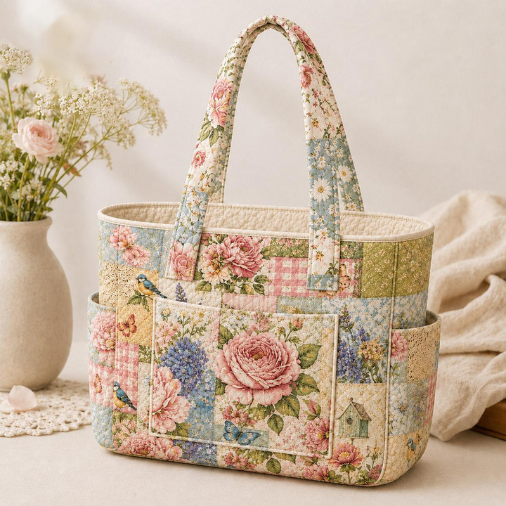 Victoire | Sac cabas matelassé aux fleurs vintage