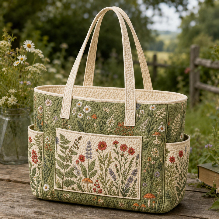 Audrey | Sac cabas matelassé aux fleurs champêtres