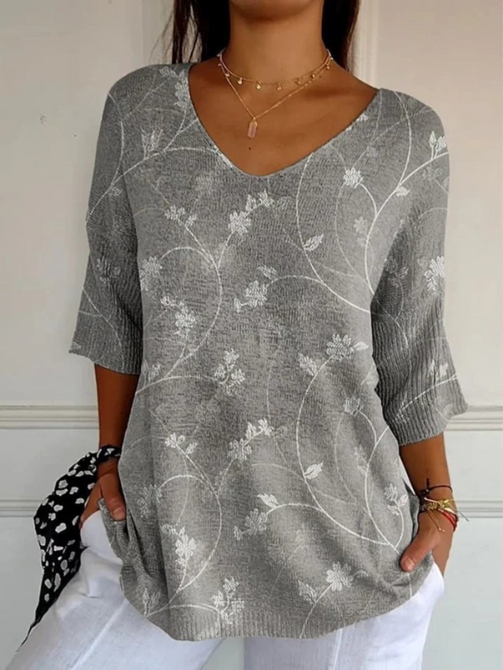 Pull Tricoté Floral Vintage pour Femmes