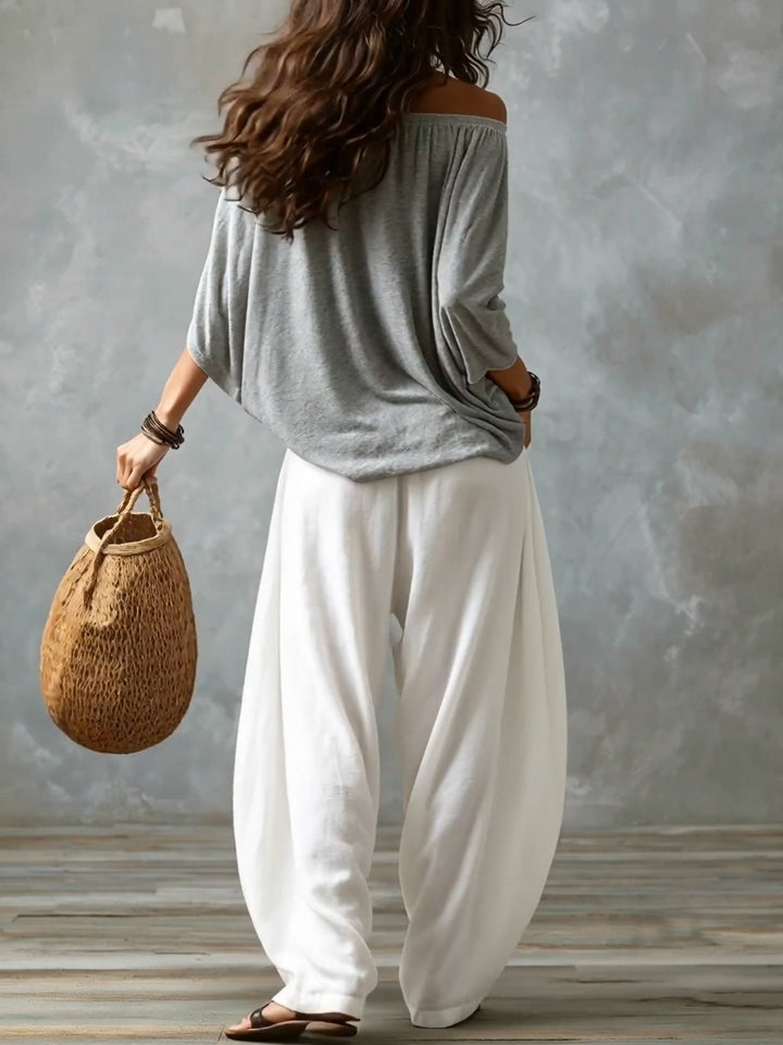 Antoinette | Ensemble top épaules dénudées et pantalon lanterne