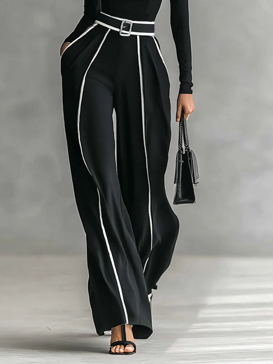 Clotilde | Ensemble Élégant à Col Montant et Pantalon Large