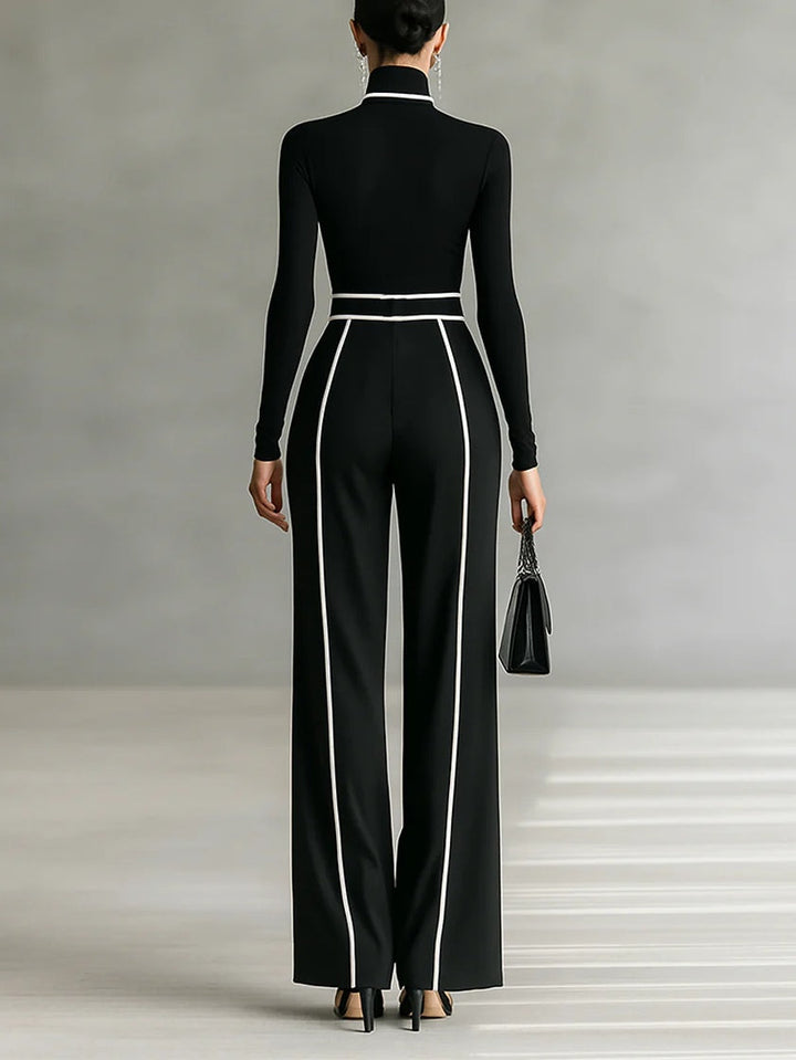Clotilde | Ensemble Élégant à Col Montant et Pantalon Large