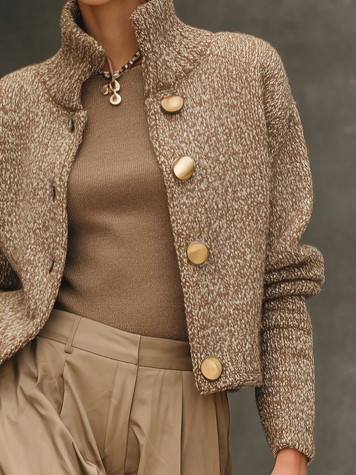 Solange | Cardigan court à col montant