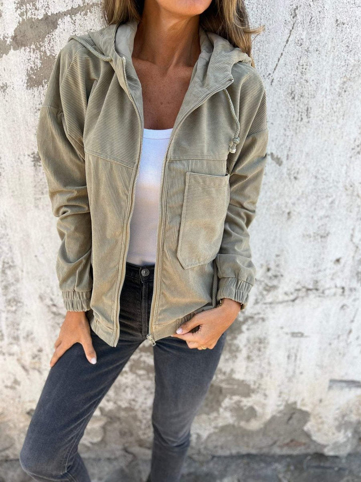 Abigaëlle | Veste zippée côtelée à capuche