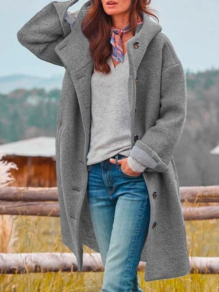 Albertine | Manteau long à capuche boutonné