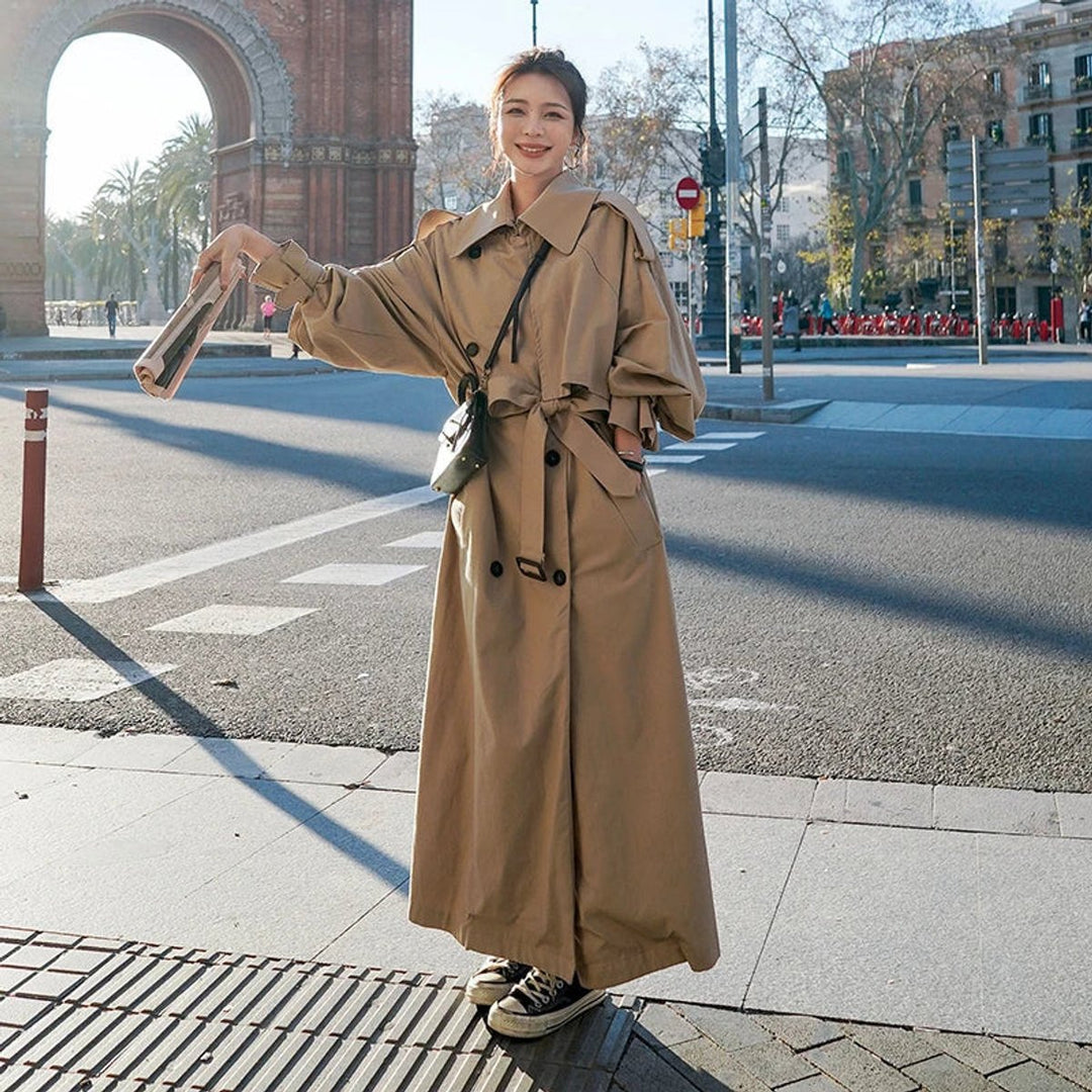 Apollonie | Trench long oversize croisé à ceinture