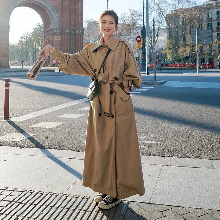 Apollonie | Trench long oversize croisé à ceinture
