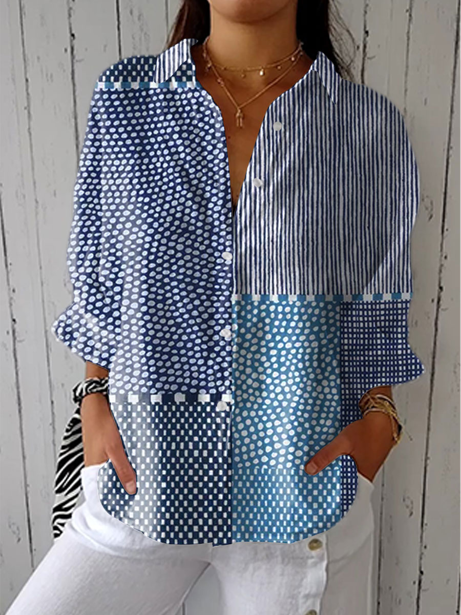 Pamela – Blouse Patchwork Côtier