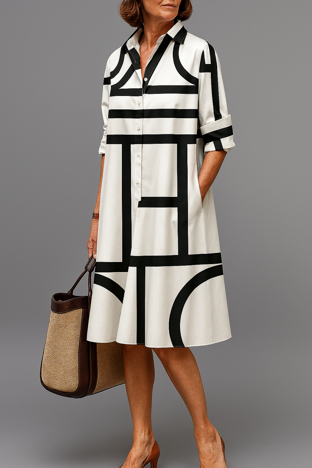 Genevieve | Geometric Midi Dress