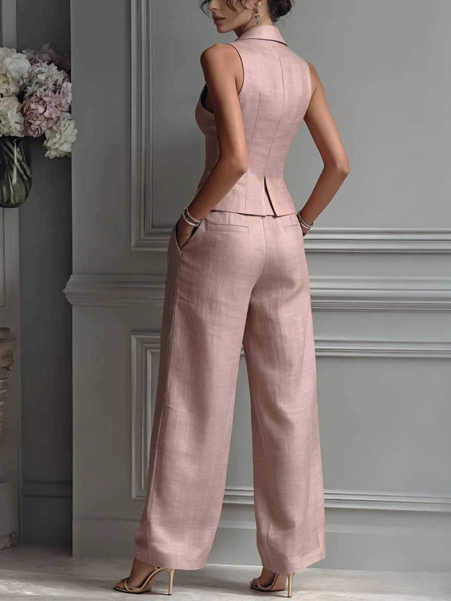 Cécilia | Ensemble gilet boutonné et pantalon assorti