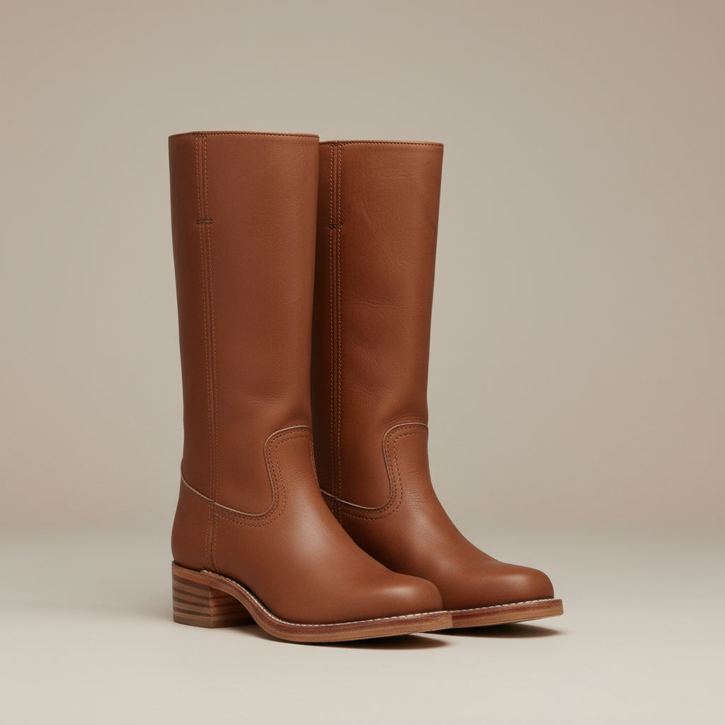 Chimène | Bottes lisses à tige droite et talon bloc