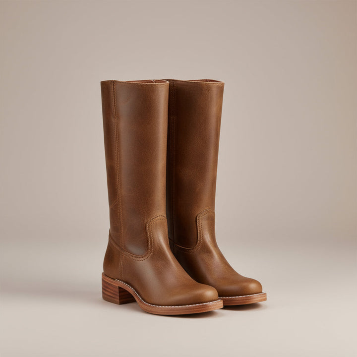 Chimène | Bottes lisses à tige droite et talon bloc