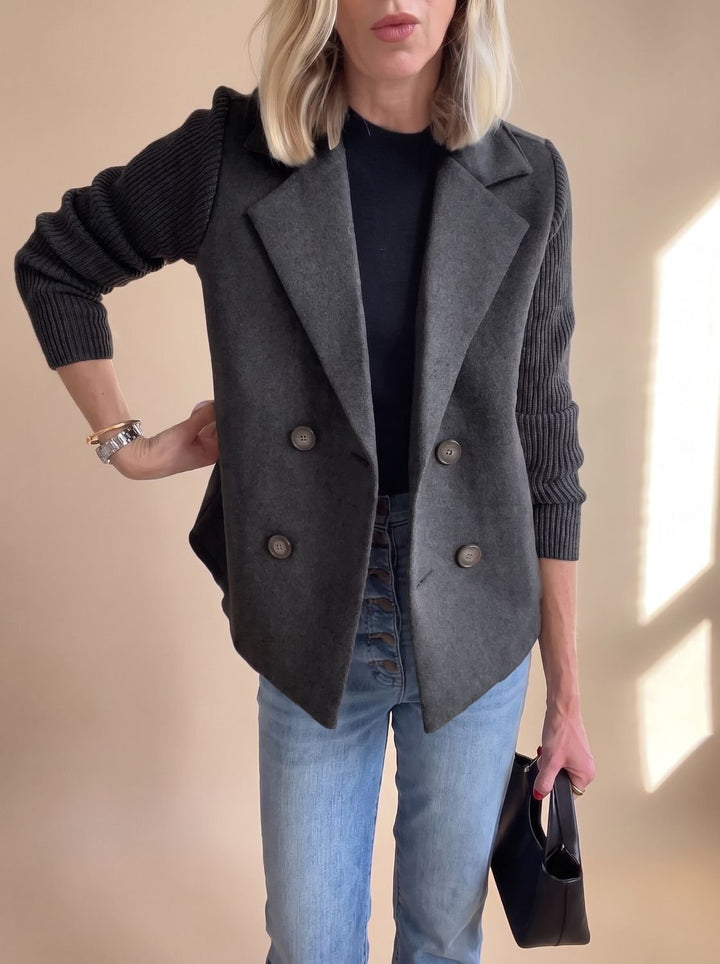 Clarence | Blazer croisé à manches en maille côtelée