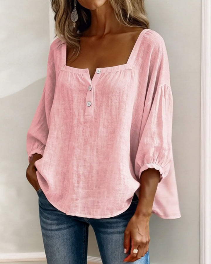 Julie | Chemise à encolure carrée et manches lanternes