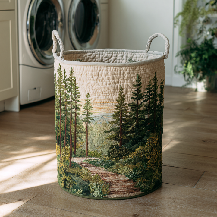 Dimitra | Panier à linge matelassé forêt et élans