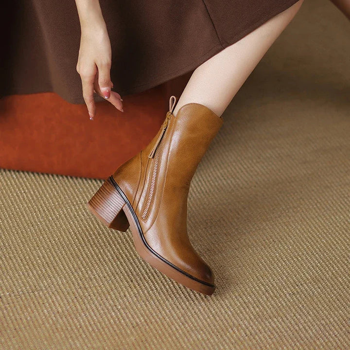 Elmira | Bottines à zip et talon bloc