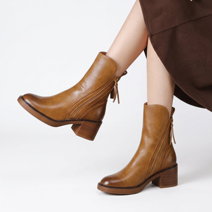 Elmira | Bottines à zip et talon bloc