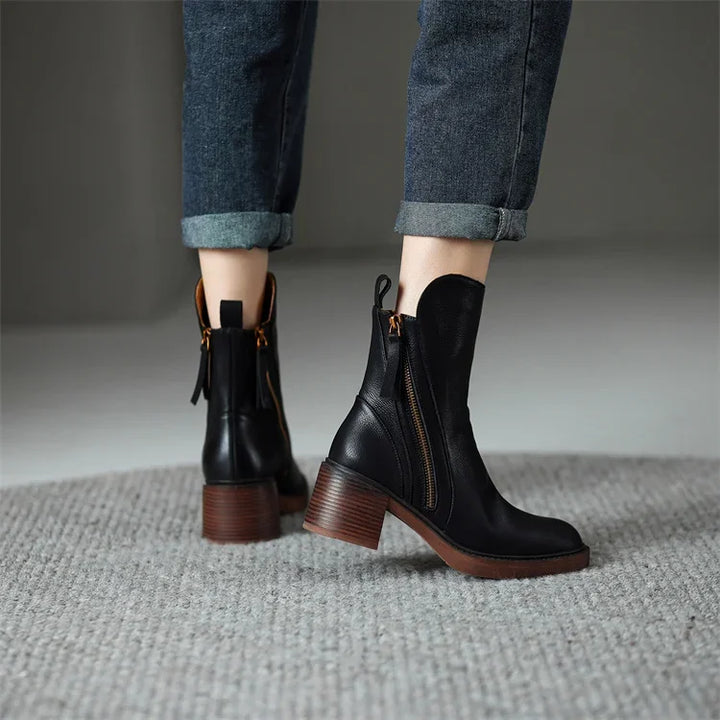 Elmira | Bottines à zip et talon bloc