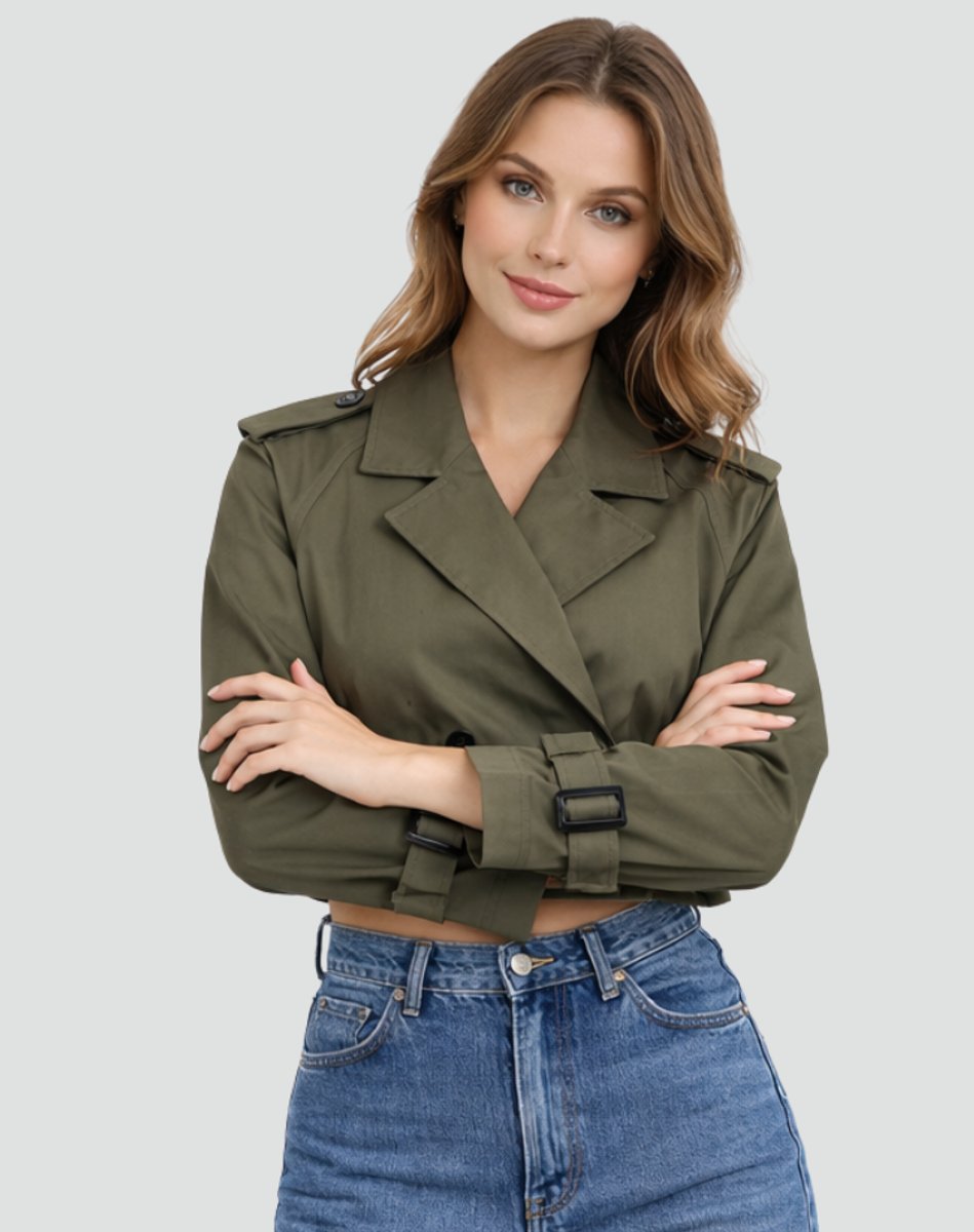 Évelyne | Trench court croisé ceinturé