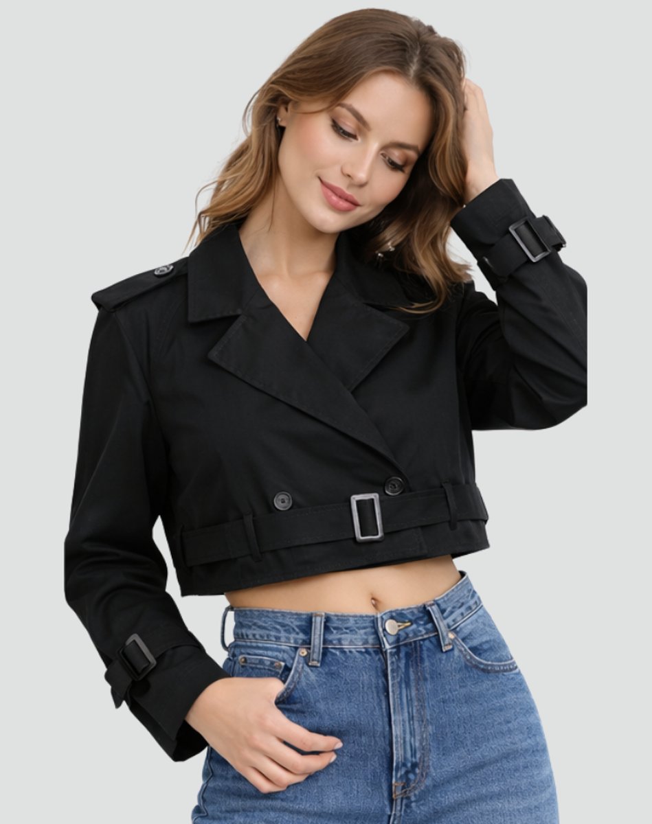 Évelyne | Trench court croisé ceinturé
