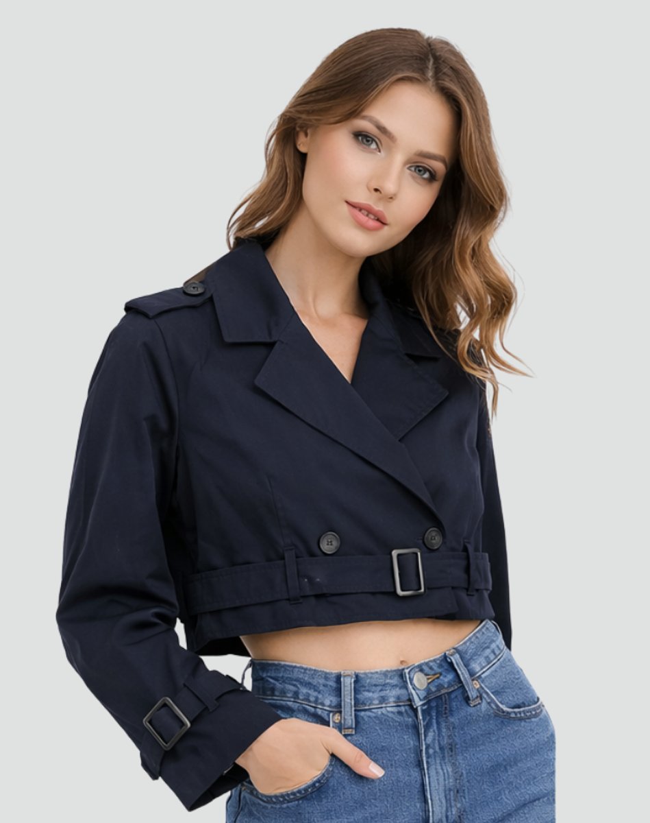 Évelyne | Trench court croisé ceinturé