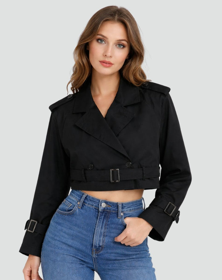 Évelyne | Trench court croisé ceinturé